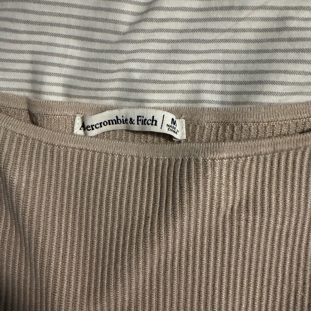 Abercrombie & Fitch Taupe Ribbed Knit Top